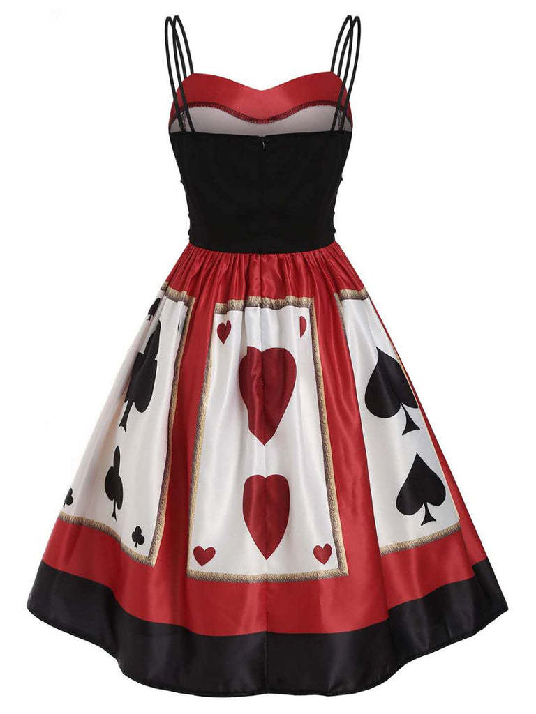 Red 1950s Strap Poker Costume Women Dress